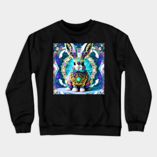 Bunny Rabbit Psychedelic Easter Gift AOP Rainbow Neon Trippy Crewneck Sweatshirt